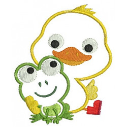 Stickmuster - Ente mit Frosch